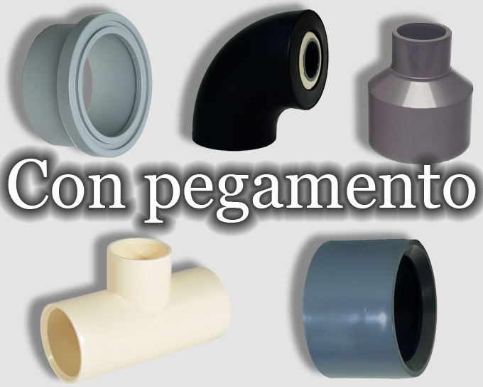 Conexiones que se unen con pegamento de diferentes tipos y materiales.